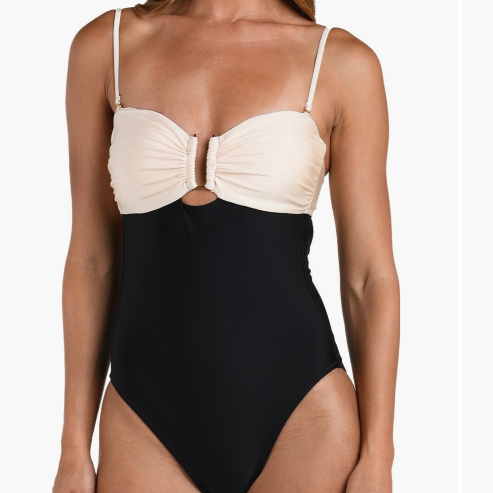 L'AGENCE Emilia Colorblock Bandeau One-Piece Swimsuit